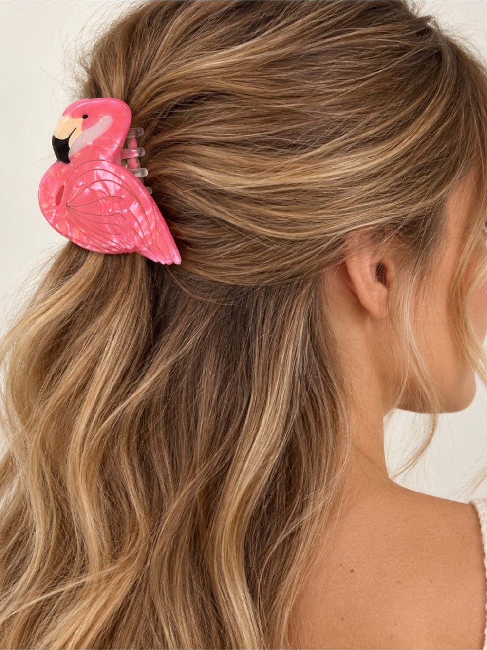 #915 NWT Free People Pink Flamingo Acetate Claw Hair Clip Rare